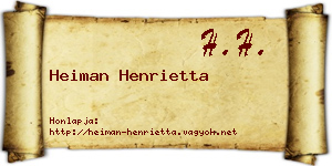 Heiman Henrietta névjegykártya